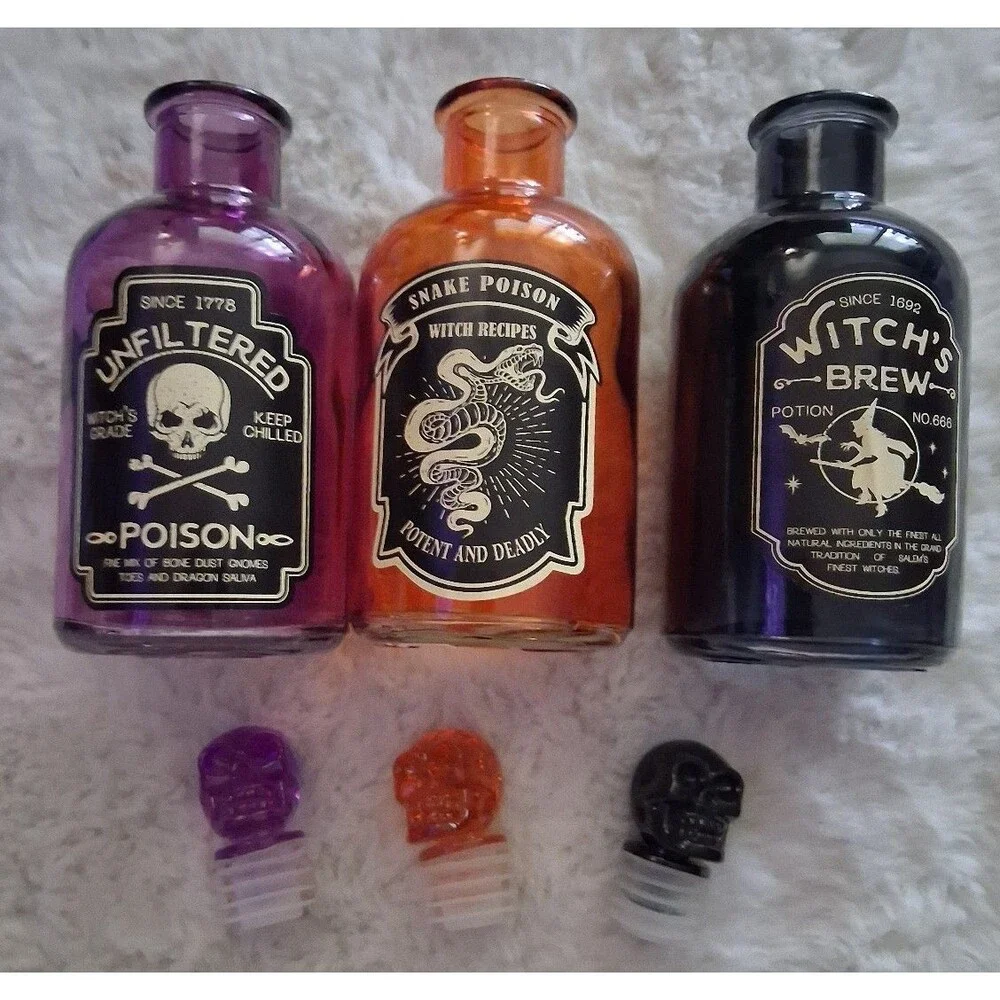 Halloween Witch Potion Bottles - Unfiltered Poison, Snake Poison, Witch's Brew